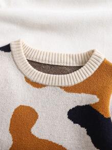 时尚百搭撞色针织毛衣上衣，适合男婴单独穿着