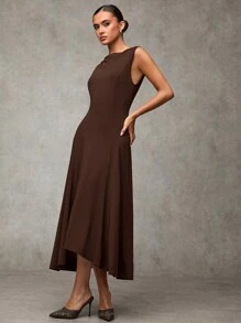 SHEIN BAE 女士纯色圆领无袖优雅夏装