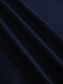 INAWLY 2pcs Women's Solid Color Minimalist Style Short Sleeve Top And Skirt Set, Summer , 2 Pieces Set Navy Blue - Navy Blue - View 5