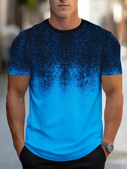 Manfinity Homme Plus Size Men Color Block Crew Neck Short Sleeve Casual T-Shirt, Summer Going Out Street Wear