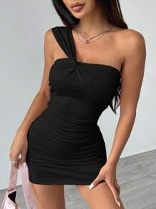 Lunelith SHEIN Lunessa Vestido sin mangas con ribete de volantes de unicolor para mujer