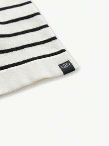 Manfinity VCAY Men's Slim Fit Casual Turndown Collar Short Sleeve Knit Sweater, Suitable For Autumn And Winter - Black and White - View 6