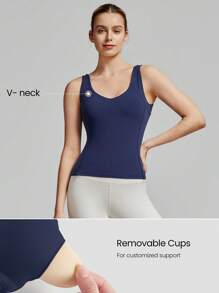 GLOWMODE FeatherFit™ V-Neck U-Back Tank Hip Length Light Support Low Impact Yoga Studio Gym Daily Summer