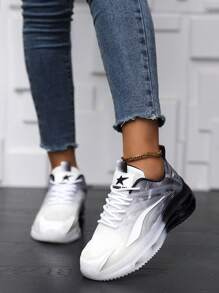 Spring/Summer Unisex Casual Breathable Mesh Marathon Running Shoes, Soft And Slip-Resistant, Comfortable And Shock-Absorbing, Durable And Lightweight, Perfect For Traveling - Black and White - View 5