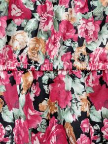 SHEIN Unity 女士花卉印花撞色蕾丝细肩带短款背心 - 彩色 - 查看 5