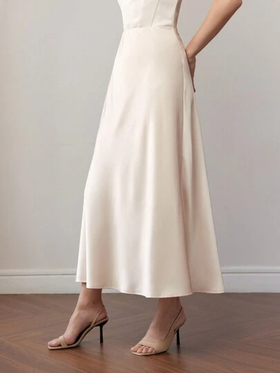 moa さま ZEYLAH FAUX PEARL AND RHINESTONE BOW WAIST FLARE SKIRT｜Motf
