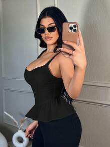 SHEIN SXY 女士夏季优雅纯色腰带 - 黑色 - 查看 6