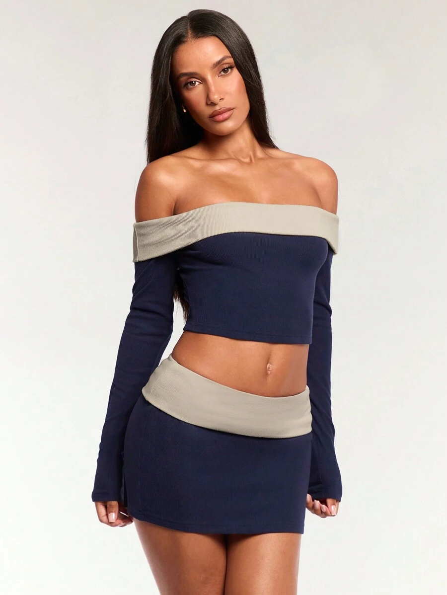 Forever 21 女士服装套装 露肩女士秋季套装 - 藍色 - 查看 1