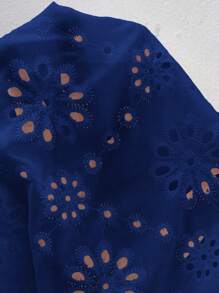 SHEIN Frenchy Plus Size Embroidered Textured Sleeveless Shirt - Navy Blue - View 6