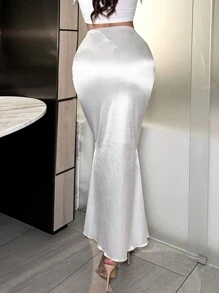 SHEIN SXY 性感优雅的女士紧身裙，夏季和秋季 - 白色 - 查看 2