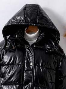 Chaqueta corta negra de cintura alta y suave para adolescentes, apropiada para el uso diario y el ocio - Negro - Ver 5