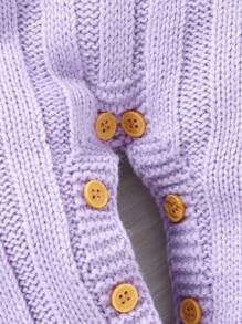 Mono de punto con lindo estampado de oso para bebé niña caqui - Morado - Ver 4