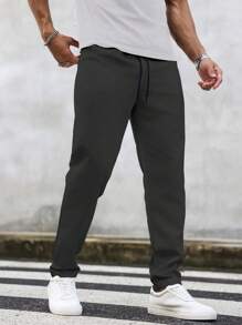 Manfinity LEGND Men's Slim Fit Denim Effect Pants, Fall - Black - View 5
