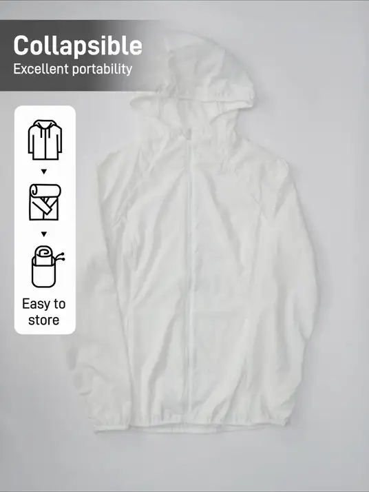 In My Nature 女士休闲轻便连帽拉链防晒夹克 - 白色 - 查看 2