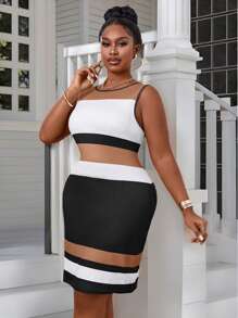 Maweii Bodycon-Kleid mit Farbblock-Design für den Sommer in Große Größen