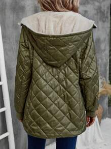 EMERY ROSE Áo khoác chần bông dài tay có mũ trùm đầu thường ngày cho nữ, mùa đông - xanh quân đội - Xem 2