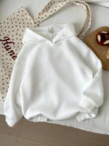 SHEIN Sudadera con capucha de punto cómoda de manga larga, estampada con coche de dibujos animados rosa y letras en inglés, de estilo americano casual y personalidad fresca, apropiada para otoño e invierno, para niñas jóvenes