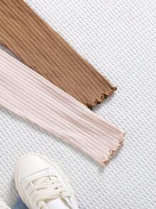 SHEIN Leap Crew 3 件套 Tween 女童罗纹长袖短款上衣 - 彩色 - 查看 4