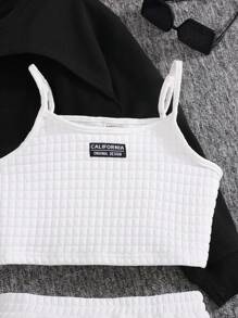 SHEIN Conjunto de 2 peças de calças e moletom casual texturizado para meninas adolescentes