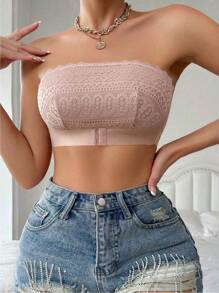 2pcs Lace Front Closure Wireless Bra Set For Women - Multicolor - View 4