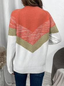 SHEIN LUNE Women's Casual Color Block Dolman Sleeve Sweater, Spring Autumn Knit Pullover Fall Winter Outfit