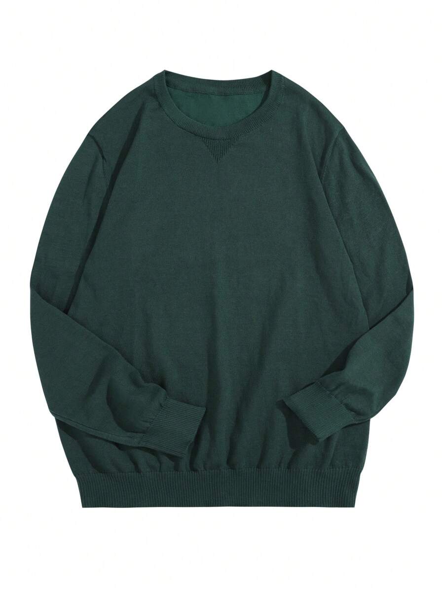 Manfinity Homme 男士纯色圆领宽松长袖毛衣，秋冬