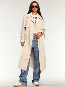 Forever 21 长款风衣 秋装 - 白色 - 查看 1