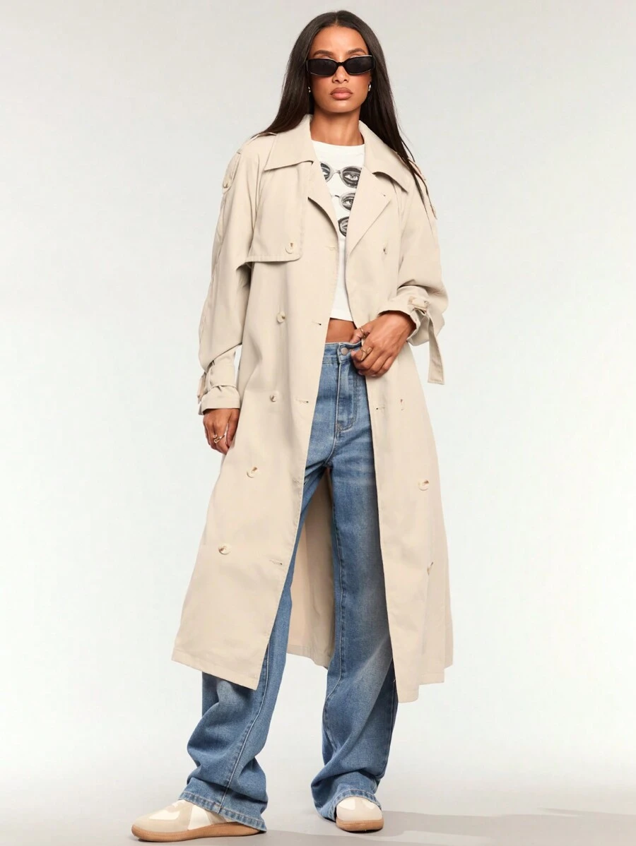 Forever 21 长款风衣 秋装 - 白色 - 查看 1