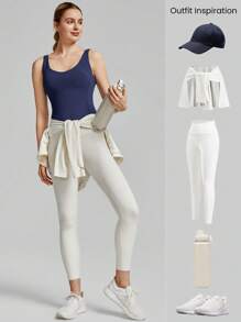 GLOWMODE FeatherFit™ V-Neck U-Back Tank Hip Length Light Support Low Impact Yoga Studio Gym Daily Summer