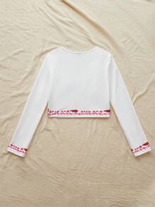 SHEIN VCAY Cárdigan de punto con estampado, de manga larga, elegante ropa de resort, para mujer en otoño
