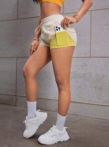 Easithlete Elastic Waist Shorts With Pockets, Activewear For Exercise, Running