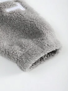 Manfinity Homme 超大码男士泰迪熊抽绳连帽卫衣，落肩字母刺绣，灰色连帽衫，男士套头连帽衫，男士冬季连帽衫，男士街头风连帽衫 - 淺灰色 - 查看 3