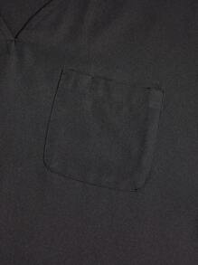 TaskEZ 2pcs Women Healthcare Uniform - Solid Color V-Neck Blouse & Slit Long Pants, Scrub Sets - Black - View 13