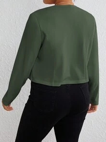 SHEIN LUNE Áo khoác Blazer tay dài đơn giản cỡ lớn dành cho nữ - Màu xanh Ô liu - Xem 2