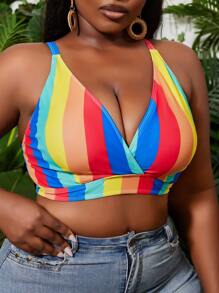 SHEIN Swim Curve Áo bikini sọc gợi cảm cho phụ nữ ngoại cỡ khi đi nghỉ ở bãi biển mùa hè - Nhiều màu - Xem 4