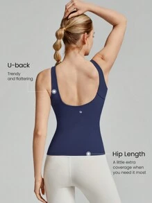 GLOWMODE FeatherFit™ V-Neck U-Back Tank Hip Length Light Support Low Impact Yoga Studio Gym Daily Summer