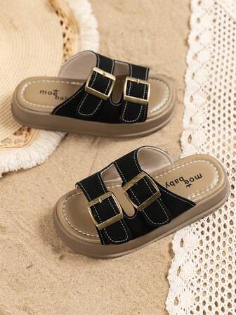 夏季软底儿童沙滩拖鞋凉鞋平底鞋露趾时尚复古男女幼儿/大童防滑拖鞋