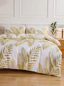 Tropical Plant Print Bedding Set - Gold - View 6