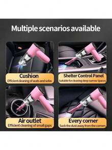 12V Super Suction Car Vacuum Cleaner - High Power Wet & Dry Cleaning Portable Mini-Handheld Cleaning Machines For Effortless Pet Hair Removal,Small Dust,Crumbs,And Debris Removal - Pink - View 7