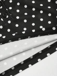 Sweetra Summer Casual Polka Dots Print Lace Trim Camisole