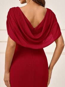 SHEIN Belle Women's Simple & Conservative Chiffon Cowl Neck Design Mermaid Formal Dress, Suitable For Wedding, Mother's Day, Bridesmaid, Elegant Dress