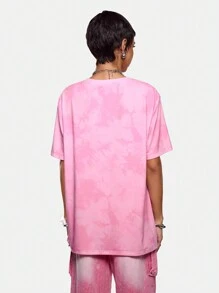 A Self Perspective To See The World Áo thun nữ tay ngắn cổ tròn nhuộm loang màu thường ngày của họa sĩ Y2K, áo phông họa tiết cho mùa hè, ngày lễ, kỳ nghỉ, mùa xuân, lễ hội - Hồng - Xem 4