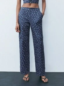 Maija Women's All-Over Print With Pockets Straight-Leg Pants - Blue - View 2