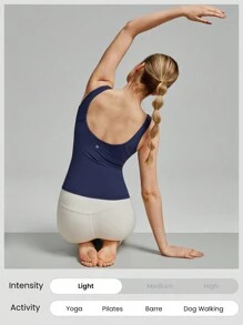 GLOWMODE FeatherFit™ V-Neck U-Back Tank Hip Length Light Support Low Impact Yoga Studio Gym Daily Summer