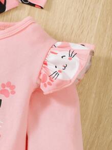 Baby Girl Outfit Round Neck Long Sleeve Ruffle Blouse And Straight Casual Pants