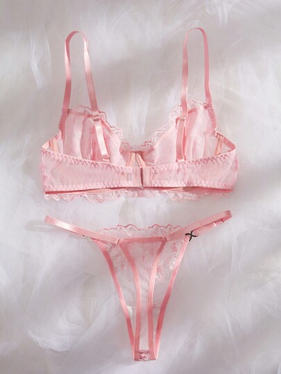 Vintage Blauw Verleidelijke Ladies Lingerie Set view 2