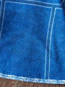 SHEIN Mädchen Jeans-Optik Lässig Langarm Jacke, geeignet für Outdoor-Sport, Reisen, Party, Geschenk, Herbst Winter