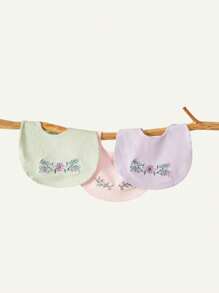 Cozy Pixies Floral Embroidered Bibs 3pcs/Set (Randomly Sent) - Multicolor - View 4