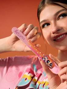 THE POWERPUFF GIRLS X SHEIN 3pcs Portable Cute Cartoon Figure & Letter Printed Nail File - Multicolor - View 6