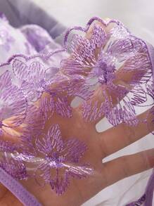 Crystal Vow 2pcs/Set Blue Vintage Style Sexy Lingerie Set For Women - Purple - View 5